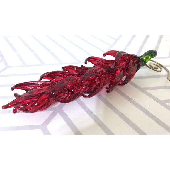 Vintage Lot of 10 Blown Glass Bird Pepper Flower Christmas Ornaments - Picture 9 of 14